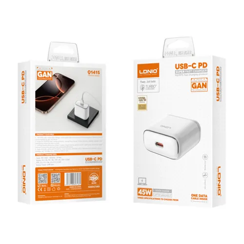 Ldnio Q1415 45w Charger With Type-C to lightning UK Pin