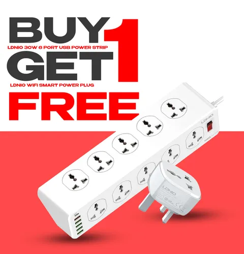 LDNIO SC10610 Power Strip + LDNIO SCW1050 WiFi Smart Plug ( 2 IN 1 PACK)