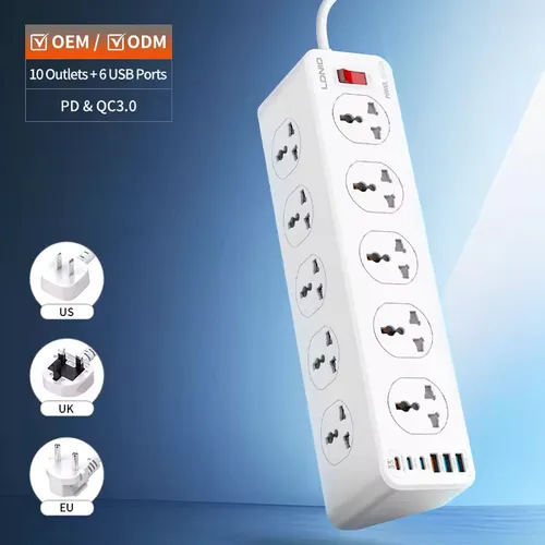 LDNIO SC10610C 10 Outlet + 3 USB + 3 Type-C Universal Power Socket Extension Cord