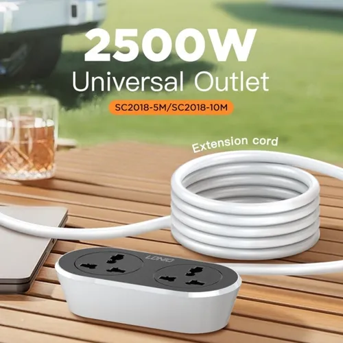 LDNIO SC2018 2500W 2 AC Outlet Universal 10M Extension Cord Power Socket