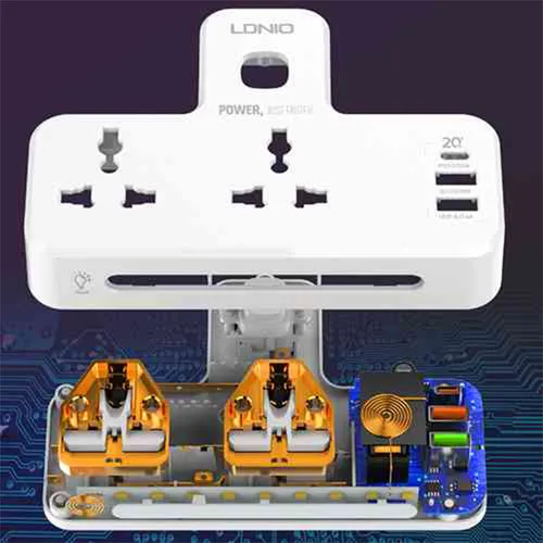 LDNIO SC2311 2 Port with 1 USB-C and 2 USB-A Power Socket