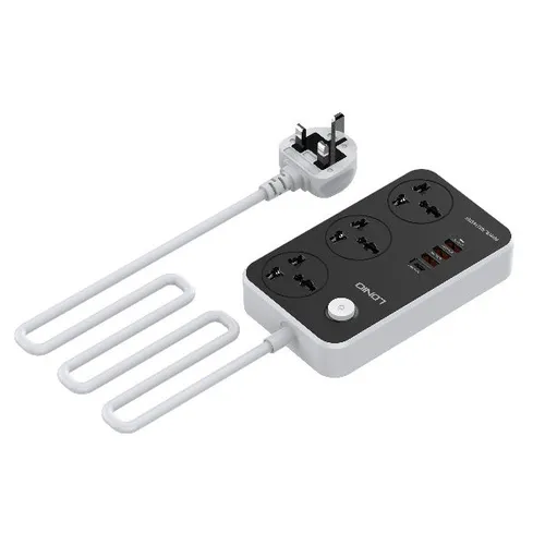 LDNIO SC3412 3 Power Socket + 20W USB-C PD + 3 USB QC3.0 Extension Power Cord