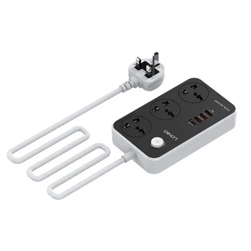 LDNIO SC3412 3 Power Socket + 20W USB-C PD + 3 USB QC3.0  Extension Power Cord