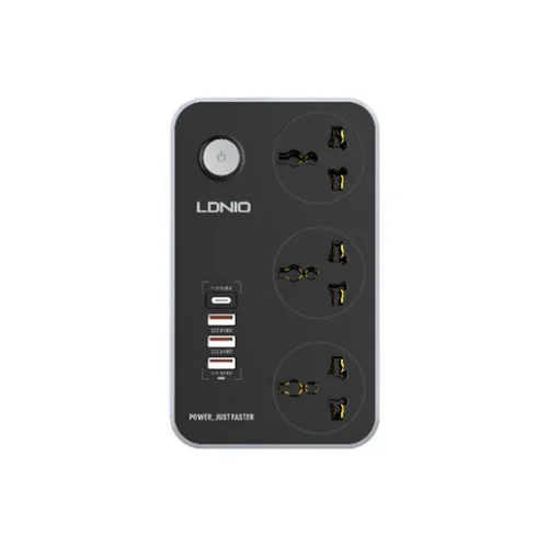 LDNIO SC3412 3 Power Socket + 20W USB-C PD + 3 USB QC3.0  Extension Power Cord