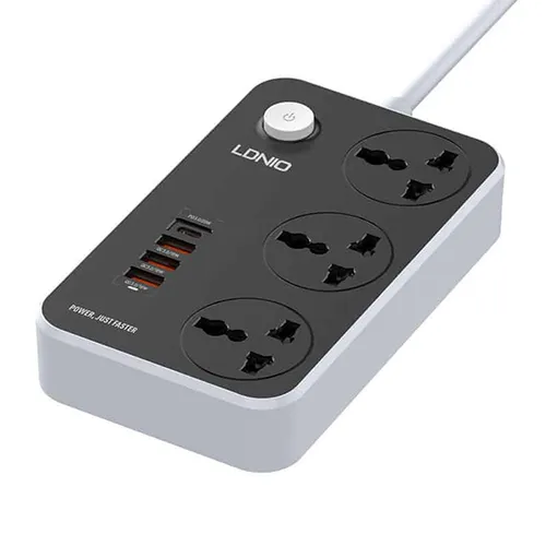 LDNIO SC3412 3 Power Socket + 20W USB-C PD + 3 USB QC3.0  Extension Power Cord