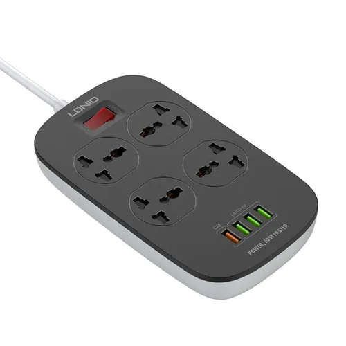 LDNIO SC4407 Defender Series 4 Power Socket + 4 USB Extension Power Cord