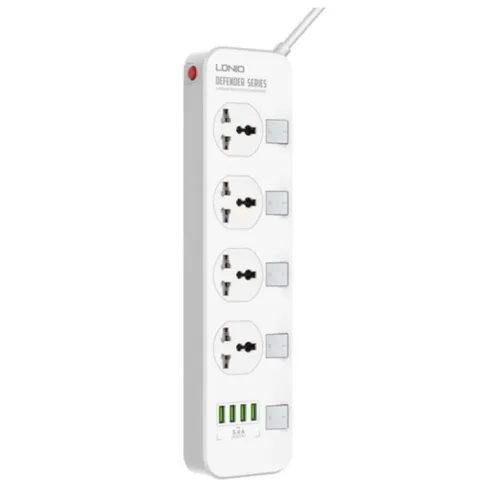 LDNIO SC4408 4 Power Socket + 4 USB 2500W Extension Power Cord