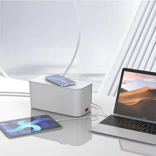 LDNIO SCW5354 Cable Organizing Box Power Strip with 15W Wireless Charger