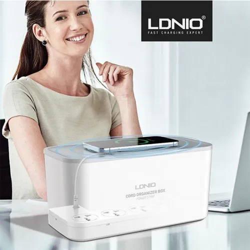 LDNIO SCW5354 Cable Organizing Box Power Strip with 15W Wireless Charger