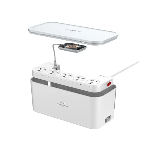 LDNIO SCW5354 Organizing Box Power Strip 15W Wireless Charger with 20W PD+QC output