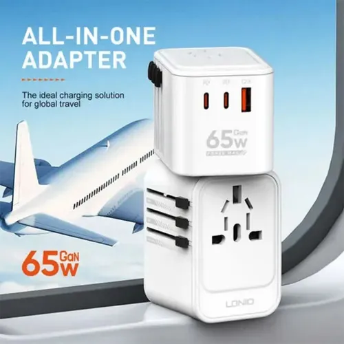 LDNIO Z6 3-USB Ports 65W GaN Travel Adapter