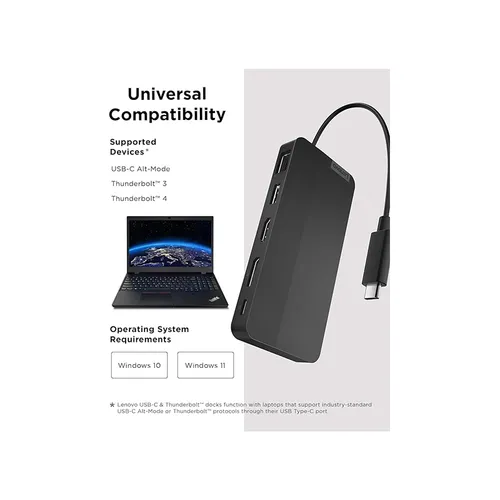 Lenovo 40B90000US 7 in 1 USB-C Dual Display Docking Station