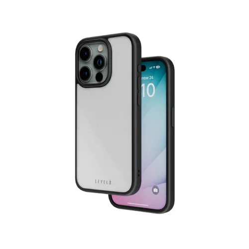 Levelo Solo Shock-Proof Edges with Airguards Clear Case for iPhone 15 Pro – Black