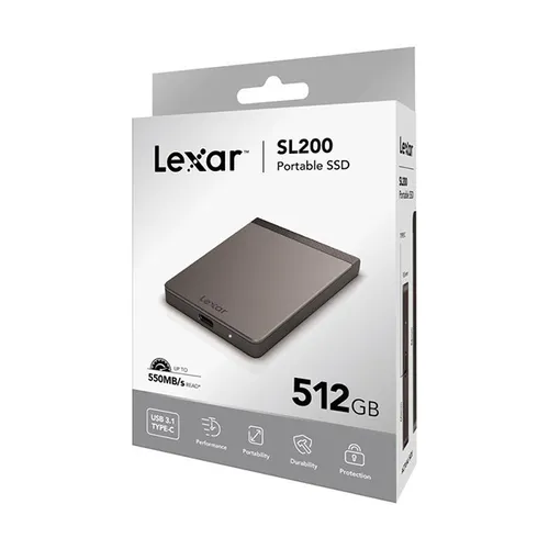 Lexar SL200 512GB Portable USB 3.1 Type-C External SSD