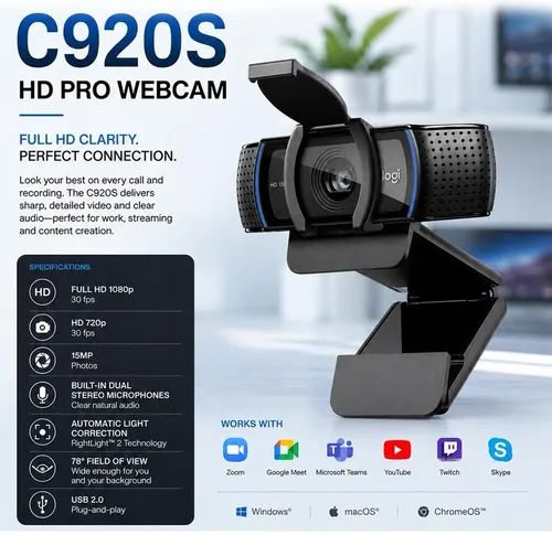 Logitech C920S HD Pro Webcam
