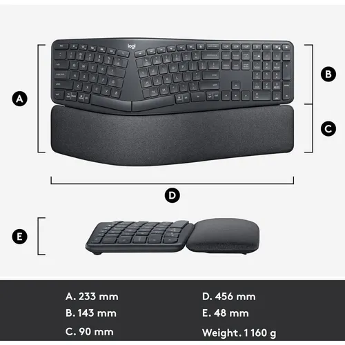 Logitech ERGO K860 Wireless Ergonomic Split Keyboard for Business