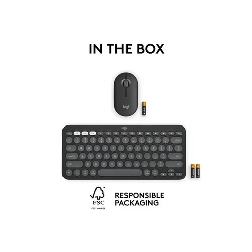 Logitech Pebble 2 Combo – Wireless Keyboard and Mouse – Tonal Graphite