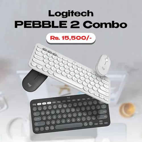 Logitech Pebble 2 Combo – Wireless Keyboard and Mouse – Tonal White