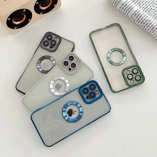 Luxury Transparent Plating Logo Hole Case For iPhone