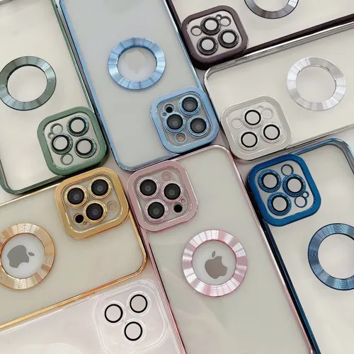 Luxury Transparent Plating Logo Hole Case For iPhone