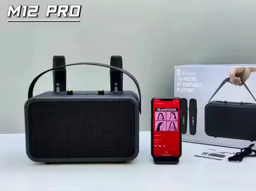 M28 Bluetooth Speaker with Dual Double Wireless MIC Wireless Bluetooth Dual Microphone Karaoke Speaker 3D Stereo Amplifier