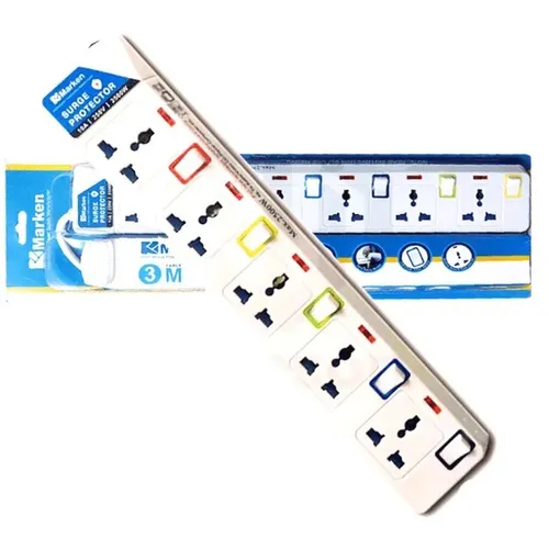 Marken 13A 2500W UK 3 Pin 5 Way Socket Universal Power Strip Extension Cord
