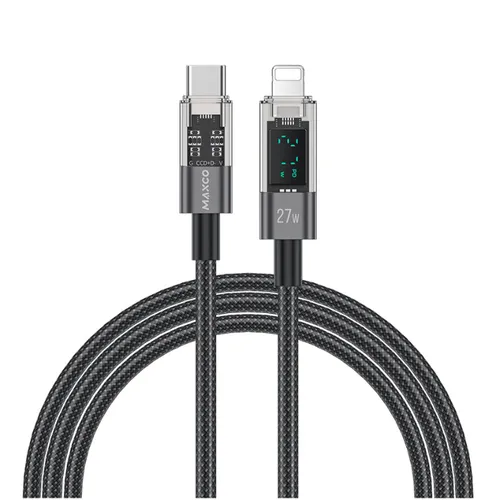 MAXCO MS03CL Braided Cable 27W Type-c to Lightning with Digital Display 2M