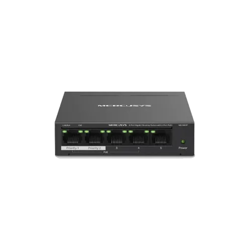 MERCUSYS MS105GP 5 PORT GIGABIT WITH 4 PORT PoE+ DWSKTOP SWITCH(2y)