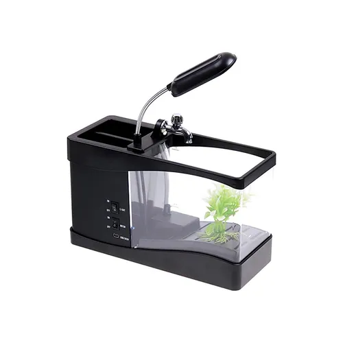 Mini Desktop Fish Tank Aquarium with LCD and Lamp