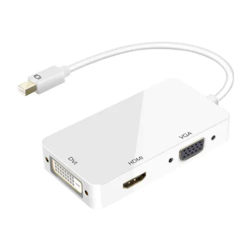 Mini Display Port To HDMI+VGA+DVI Adapter White