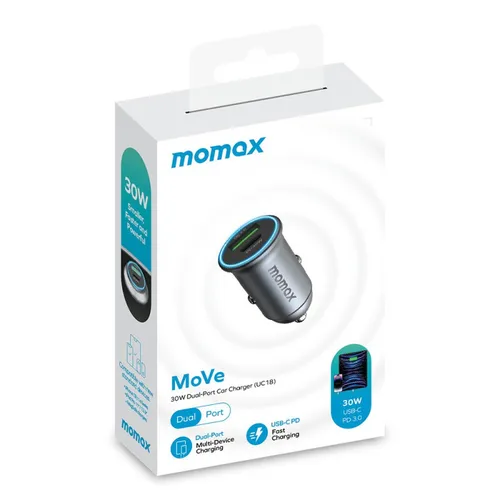 MOMAX MoVe 30W Dual Port Car Charger