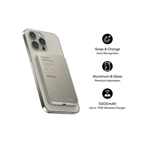 Momax Q.MAG X 15W 5000mAh Ultra Slim Magnetic Wireless Power Bank