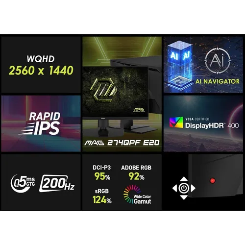 MSI MAG 274QPF E20  27" Inch WQHD Rapid IPS 200Hz Gaming Monitor