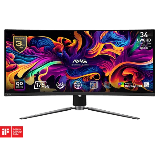 MSI MAG 341CQP 34 INCH QD-OLED UWQHD (3440 X 1440) 175HZ GAMING MONITOR