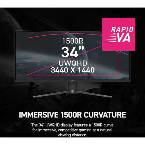MSI MPG 346CQRF X24 34" Inch Rapid VA UWQHD 240Hz Curved Gaming Monitor