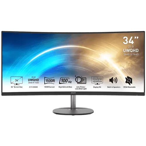 MSI PRO MP341CQ 3440 X 1440 (UWQHD) 100HZ ULTRA WIDE MONITOR