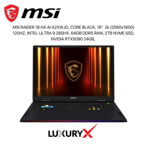 MSI Raider 18 HX AI A2XWJG – Intel Ultra 9 285HX, RTX 5090 24GB, 64GB RAM, 2TB SSD, 2K Gaming Laptop