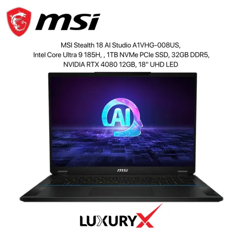 MSI Stealth 18 AI Studio A1VHG-008US – Intel Core Ultra 9, RTX 4080, 32GB, 1TB SSD, 18″ UHD+ 120Hz