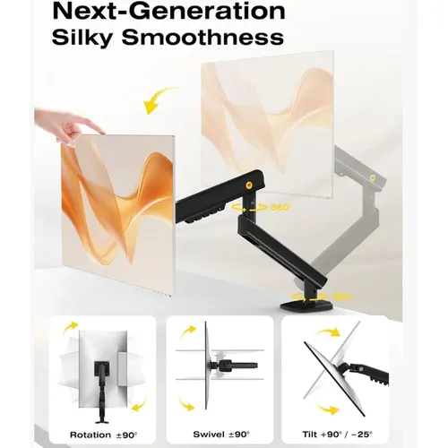 NB A3 Ergonomic Aluminum Alloy Monitor Arm with Quick-Install, Supports 17-32 Inch Computer Screen Bracket, Upto 9kg Load Capacity
