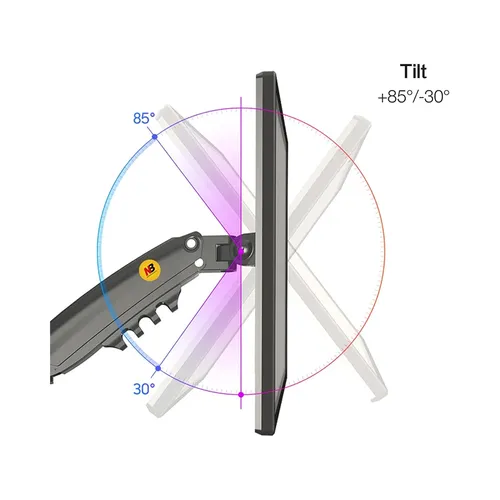 NB North Bayou H100 Long Arm Heavy-Duty Single Monitor Arm for 17-30 inch Displays – Adjustable Gas Spring Mount with VESA Compatibility
