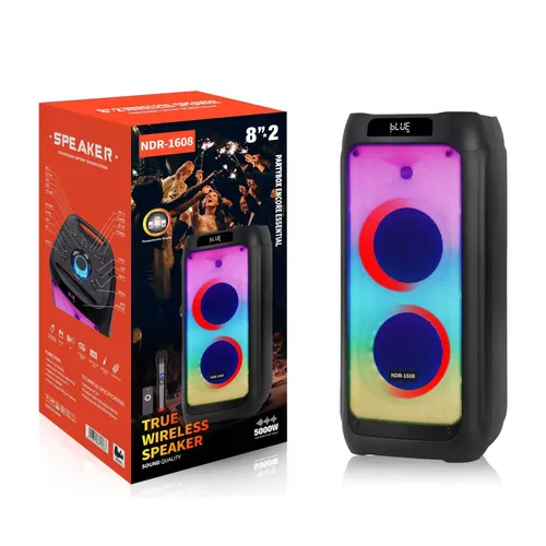 Ndr-1608 Double 8inch Stereo Sound Powerful Rechargeable Party Speaker