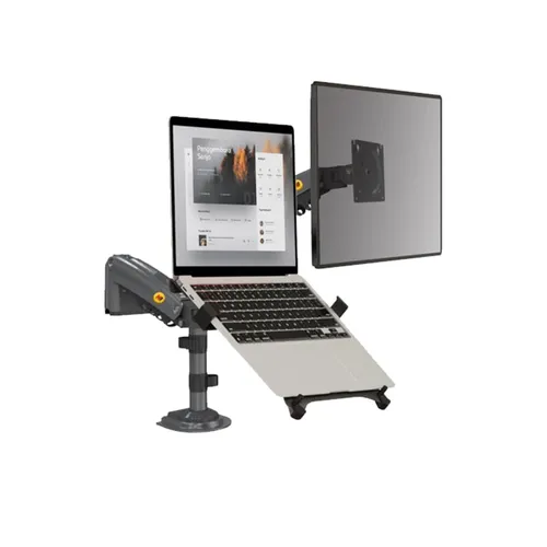 North Bayou H180-FP Dual Desk Arm Laptop 10-17" + Monitor Mount 17-27"