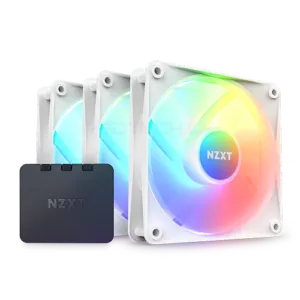 NZXT F120 RGB Core – 120mm Hub-Mounted RGB Fan – Triple Pack + RGB Controller – White