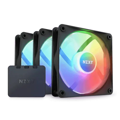 NZXT F120 RGB Core 120mm Hub-Mounted Triple Pack RGB Fan With RGB Controller WHITE/BLACK