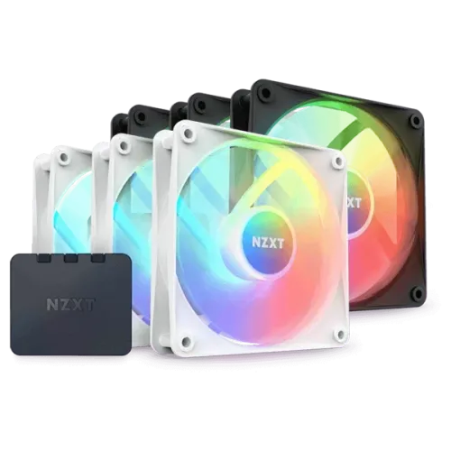 NZXT F120 RGB Core 120mm Hub-Mounted Triple Pack RGB Fan With RGB Controller WHITE/BLACK