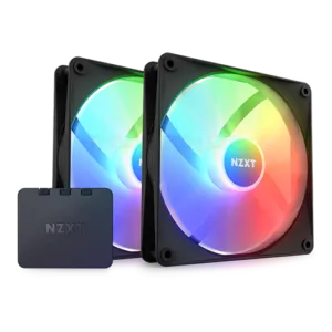 NZXT F140 RGB Core – 140mm Hub-Mounted RGB Fan – Twin Pack + RGB Controller – Black