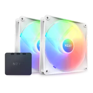 NZXT F140 RGB Core – 140mm Hub-Mounted RGB Fan – Twin Pack + RGB Controller – White