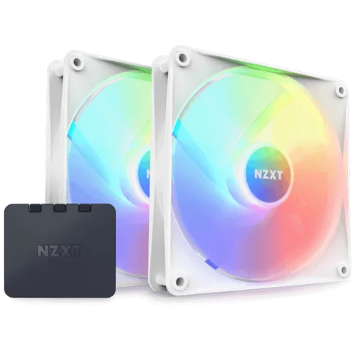 NZXT F140 RGB Core 140mm Hub-Mounted Twin Pack RGB Fan With RGB Controller WHITE/BLACK
