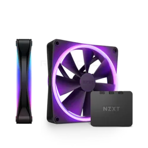 NZXT F140 RGB Duo – 140mm Dual Sided Twin Pack RGB Fan + RGB Controller – Black