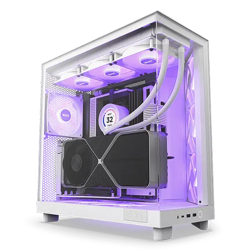 NZXT H6 Flow RGB Dual-Chamber Mid-Tower Airflow Case with RGB Fans WHITE/BLACK
